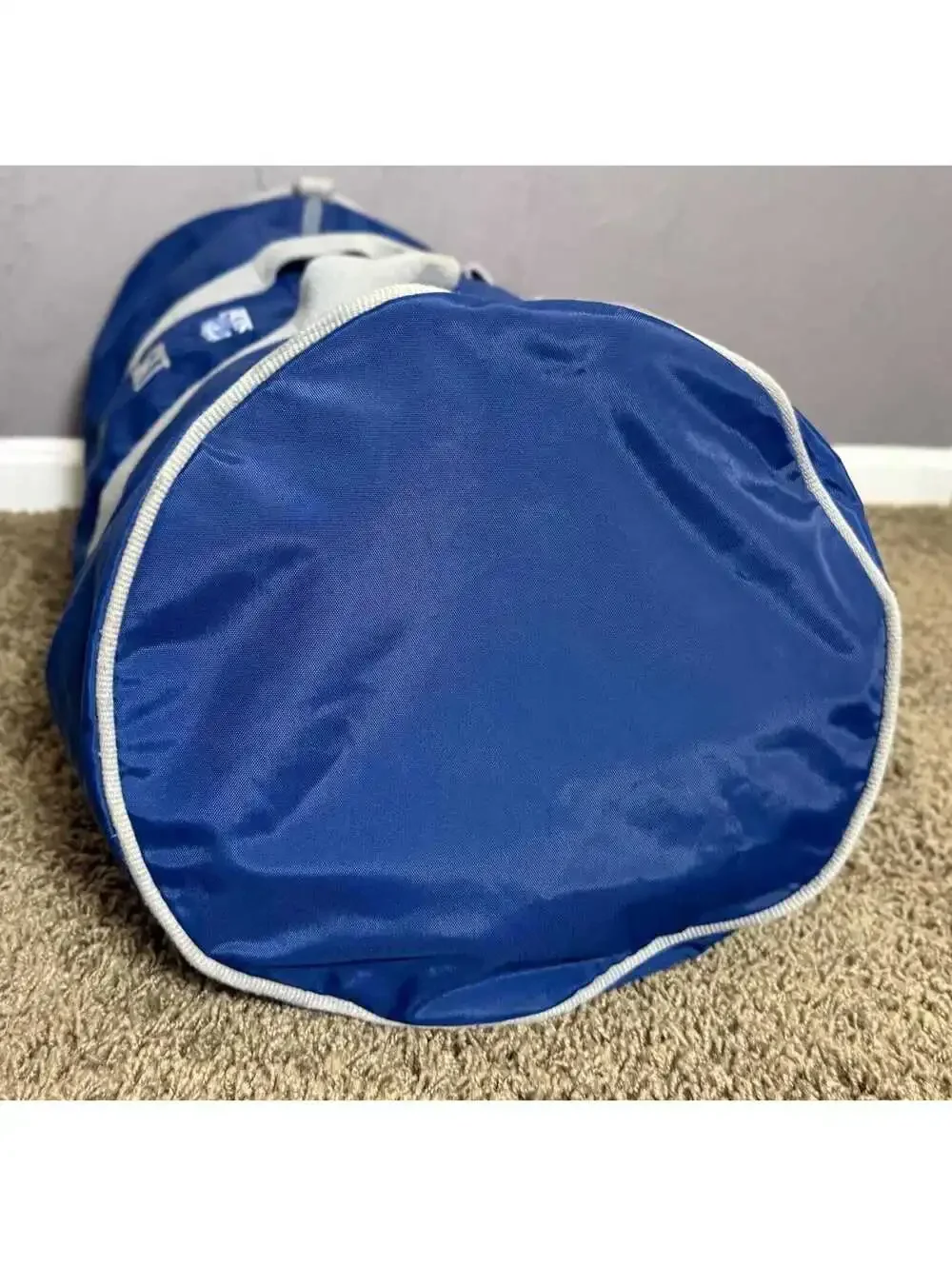 1980's Extra Large Duffle Bag from Lands' End Blue + Gray Nylon Canvas